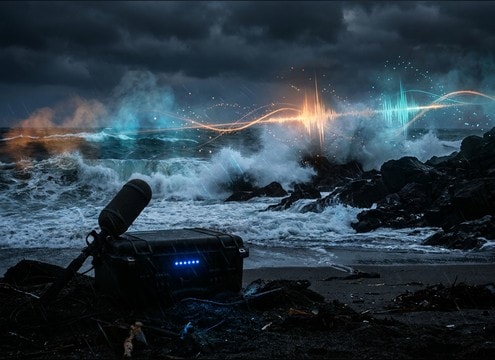 Storm surf sound for dramatic coastal weather sequence