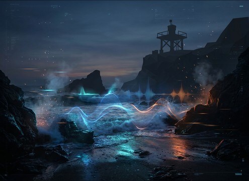 Loopable waves crashing ambience for coastal game level