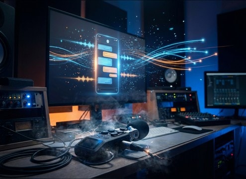 Chat message overlay with synced notification ping sound