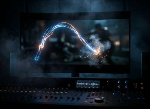Whip swing whoosh followed by crack for on-screen action