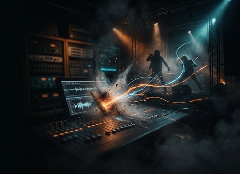Whip crack sound effect synced to stage fight hit