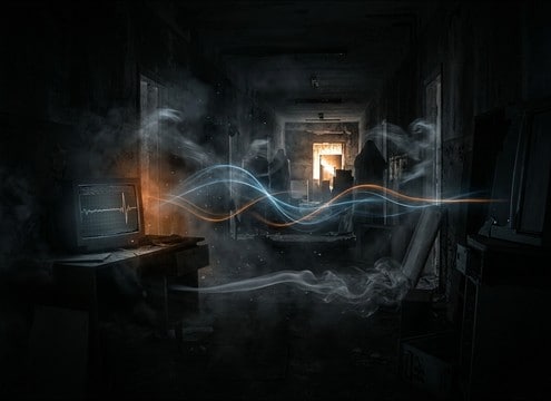 Eerie horror whisper SFX with lingering airy decay