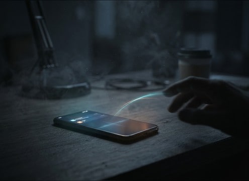 Short close whisper burst for secret text message scene
