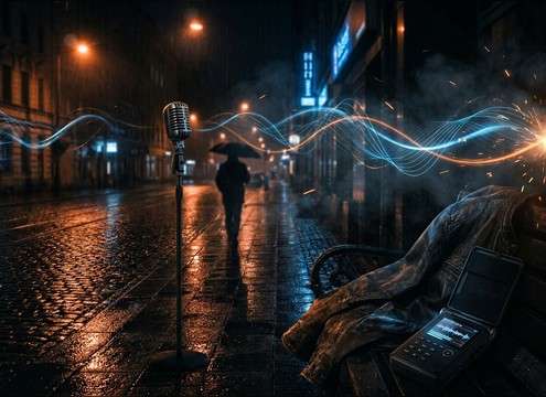Street scene with a wolf whistle sound effect cue