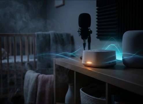 Soft white noise for nursery calming playback