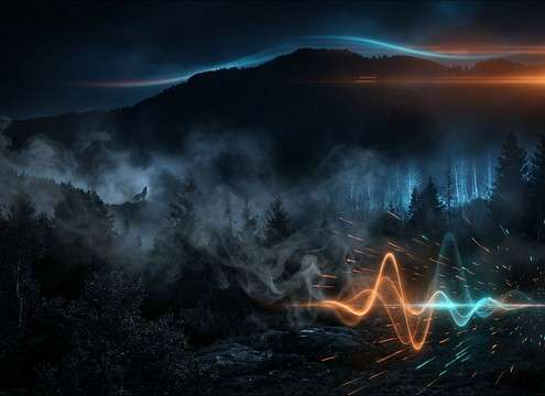Distant wolf howl for a nighttime wilderness establishing shot