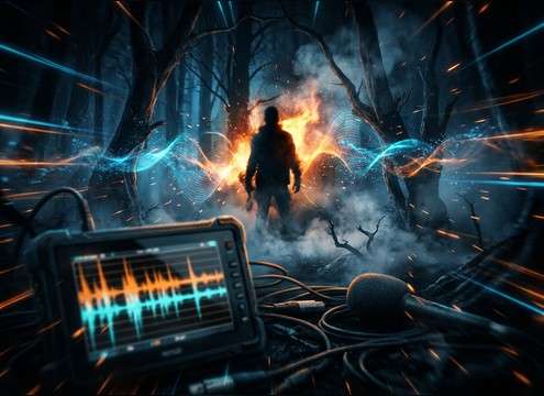 Close wolf howl used as a dramatic reveal cue
