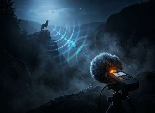 Wolf howling effects matched to camera distance for documentary reenactment
