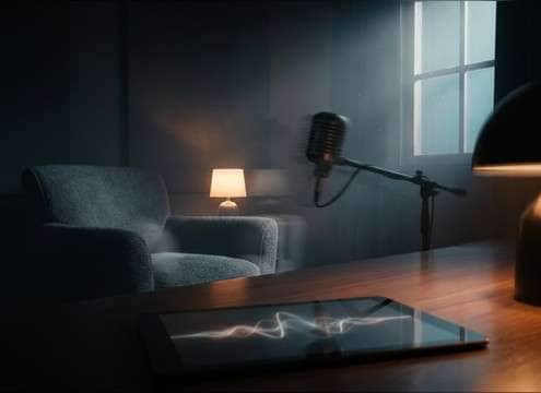 Intimate dialogue pause supported by subtle breathing