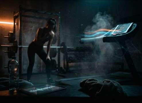 Workout clip with realistic panting overlay