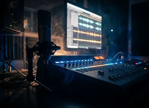 Audio editing timeline patching breaths between dialogue