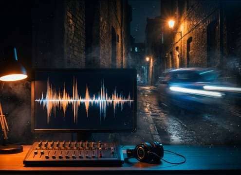 Chase sequence sound design using a breathy panic scream