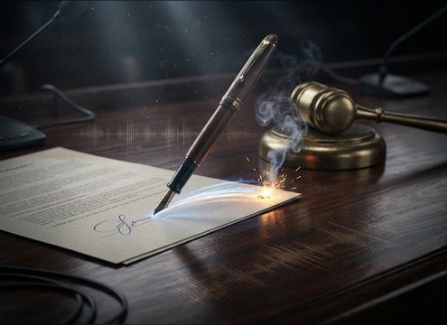 Signing a document with a pen sound effect