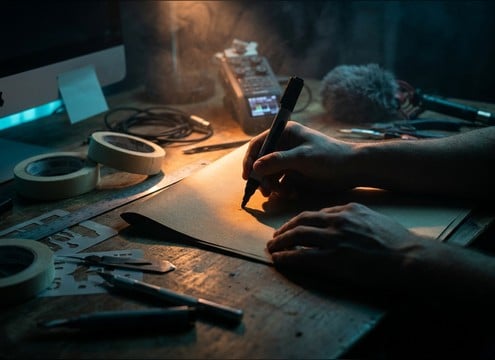Marker writing on paper sound for a craft tutorial