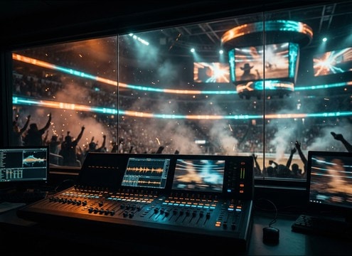 Arena hype cue using yeehaw crowd layer