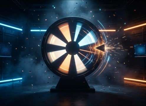 Yippee sound synced to prize wheel reveal and confetti