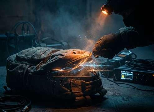 Backpack zipper opening for a search scene