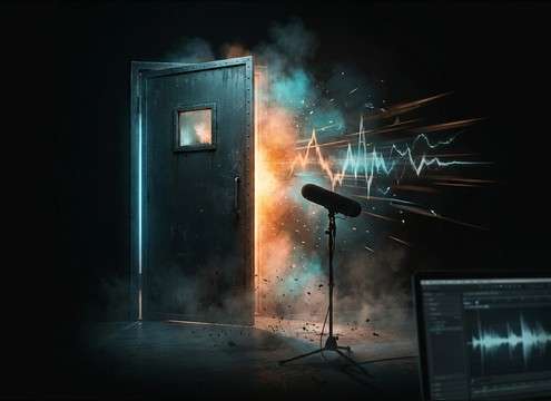 Editor placing a close zombie groan on a door reveal jump scare