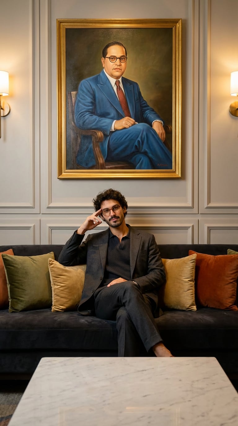 babasaheb ambedkar ai photo prompt girl blue saree spiritual blessing