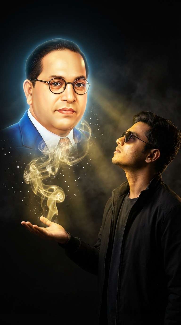 babasaheb ambedkar ai photo golden smoke manifestation