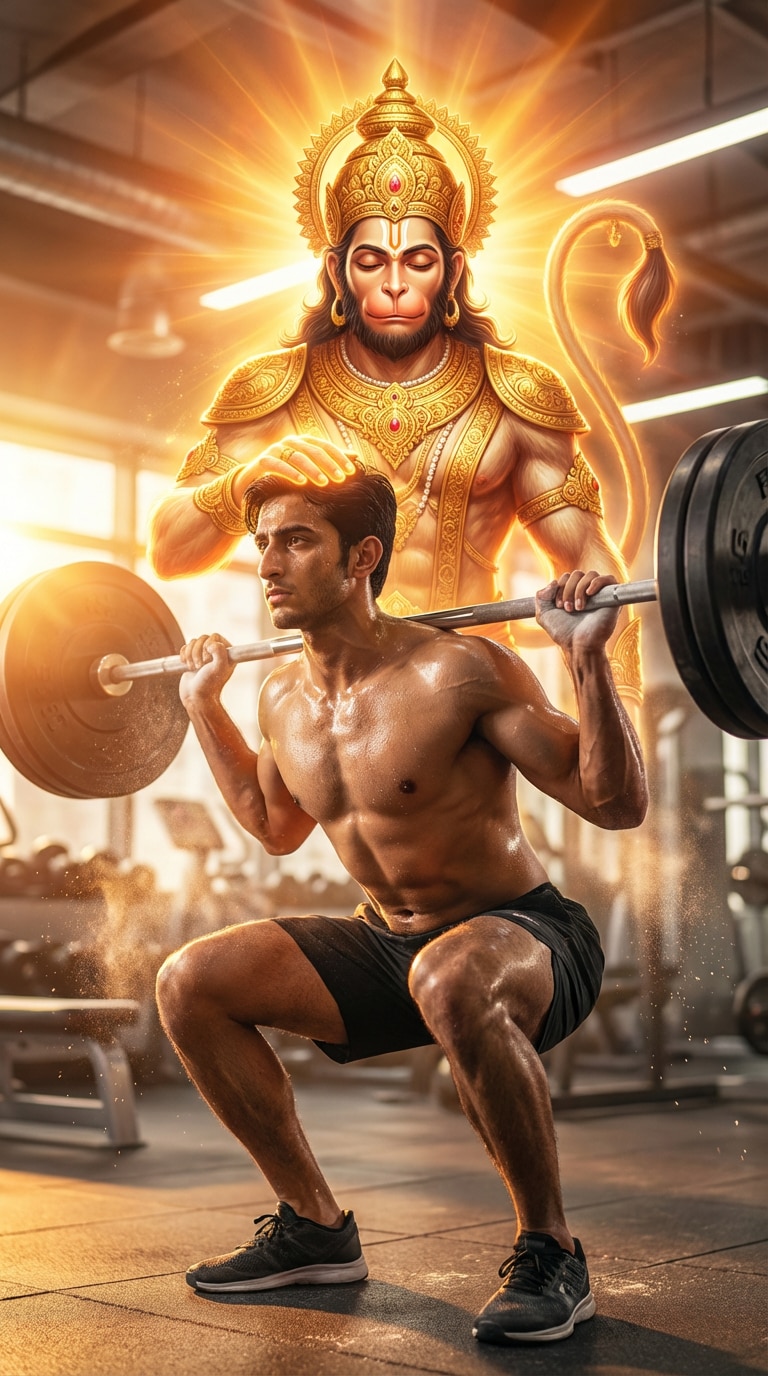 hanuman ji gym ai photo prompt