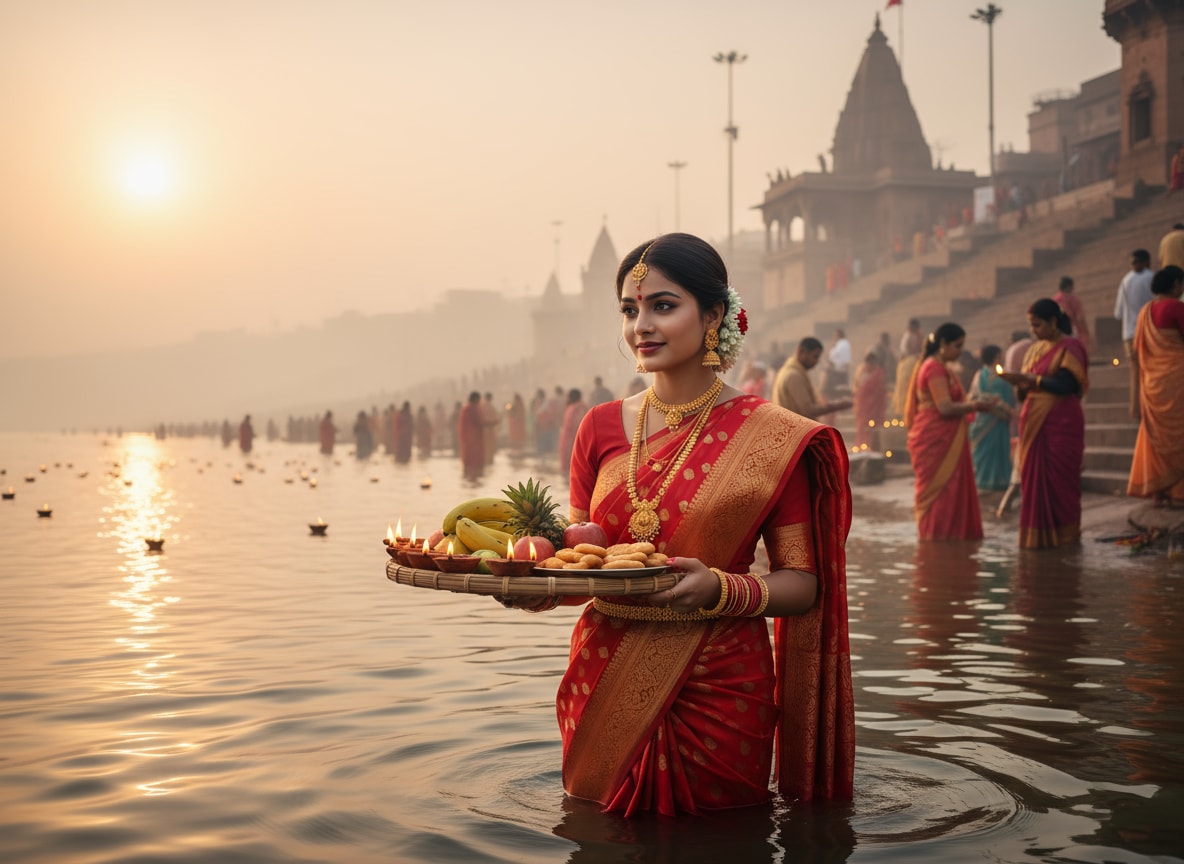 Traditional Devotee with Full Ritual Setup