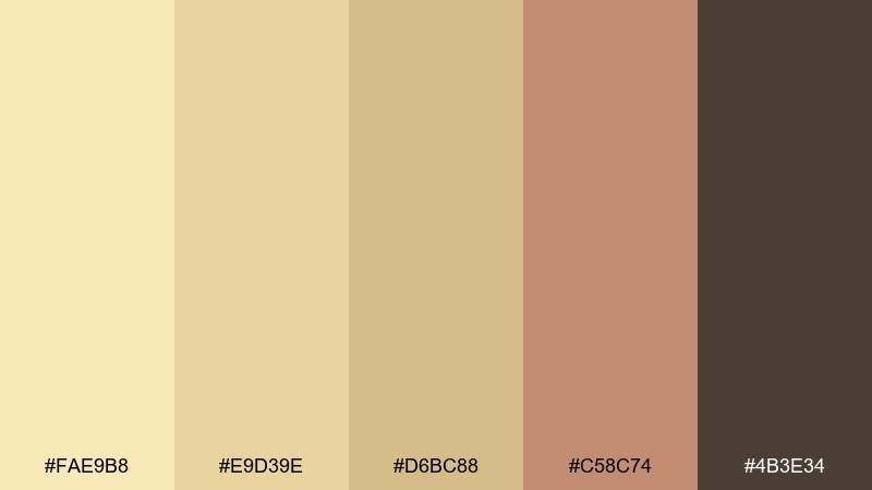 almond sunray color palette with hex codes