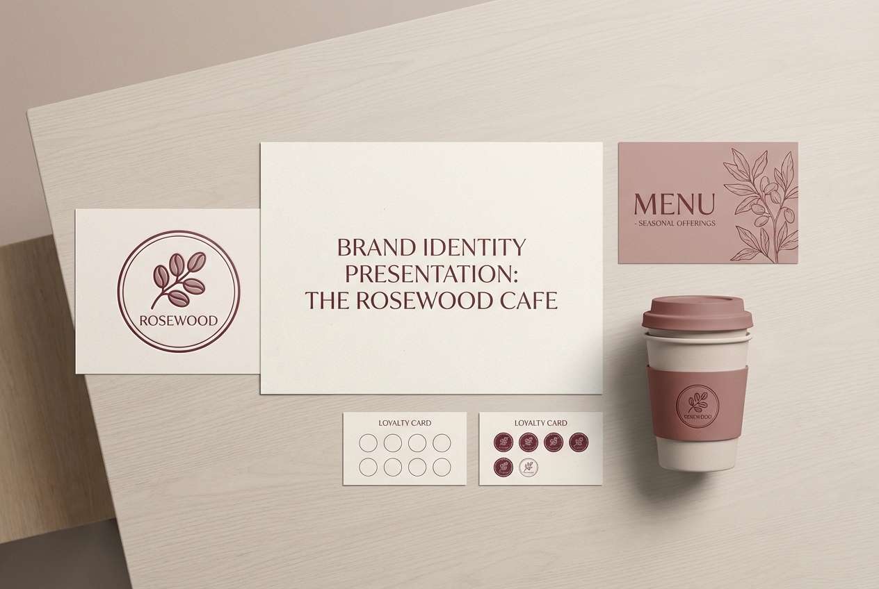 antique rosewood cafe branding