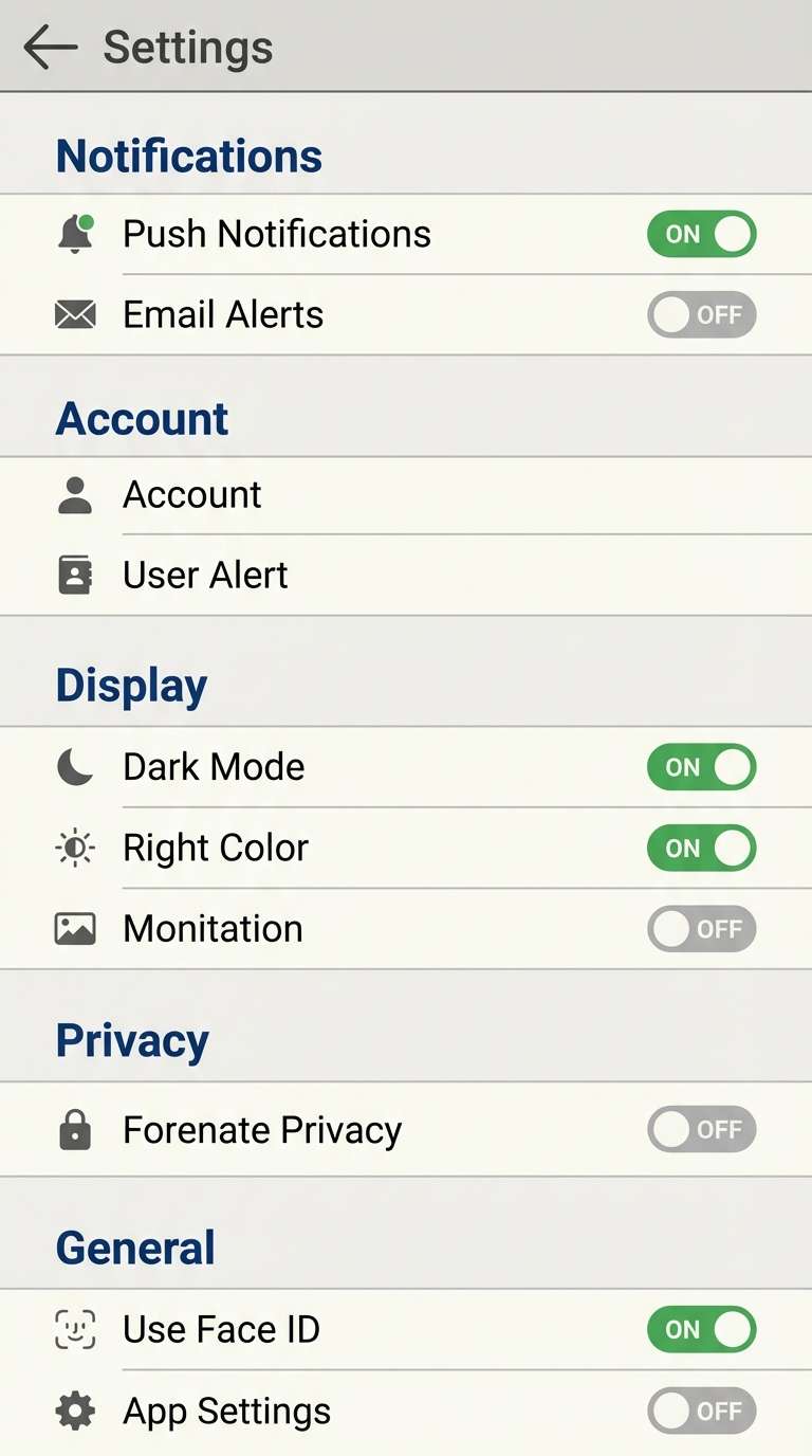 app settings ui