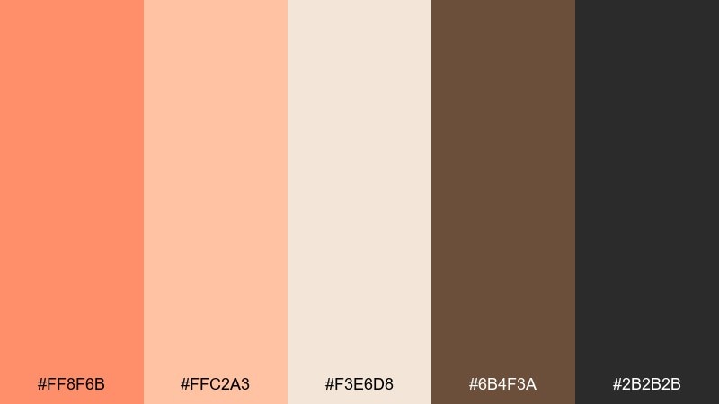 apricot latte color palette with hex codes