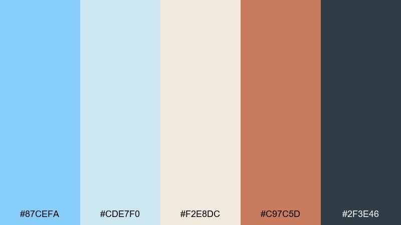 aqua clay color palette with hex codes