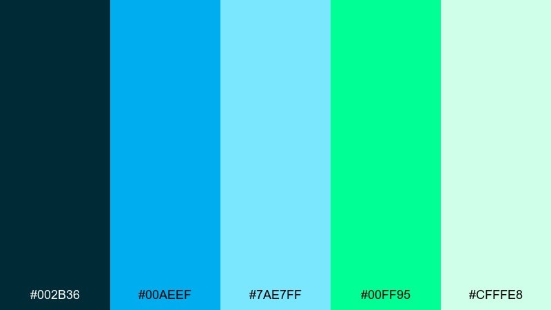 aquarium glass color palette with hex codes