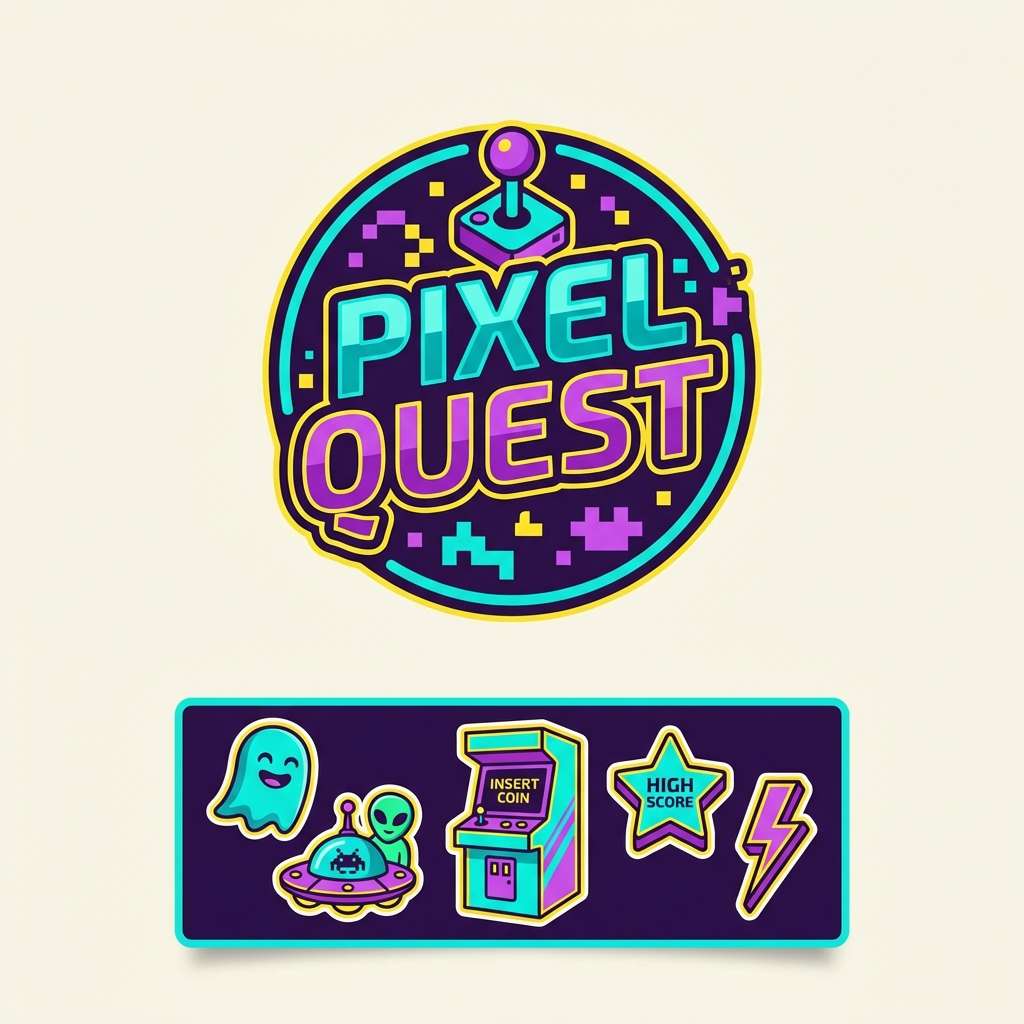 retro arcade sticker sheet