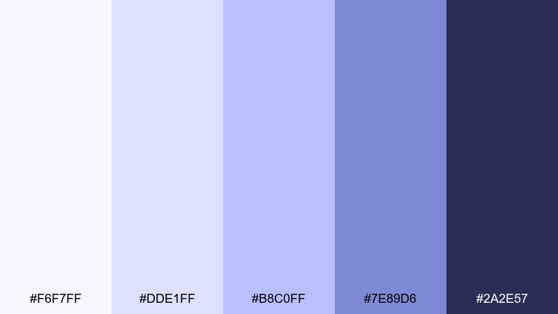 arctic lavender gradient color palette with hex codes
