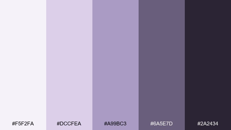 ashen lilac color palette with hex codes