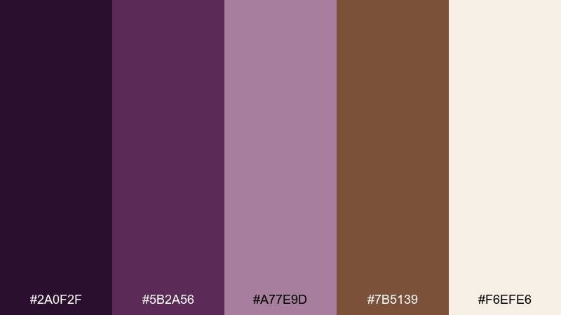 aubergine latte color palette with hex codes