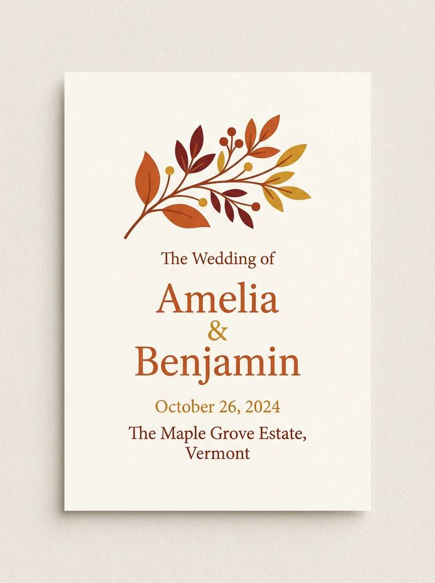 fall wedding invitation card