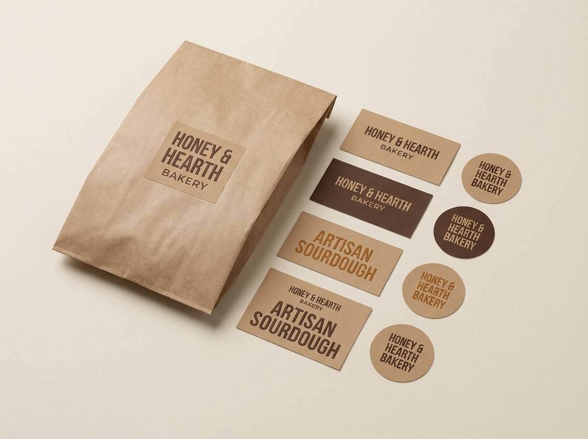 bakery packaging in tan tones