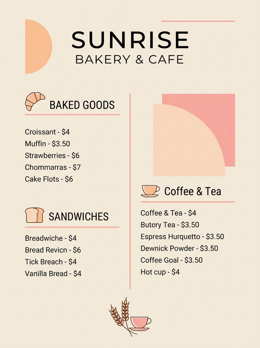 cozy cafe menu layout