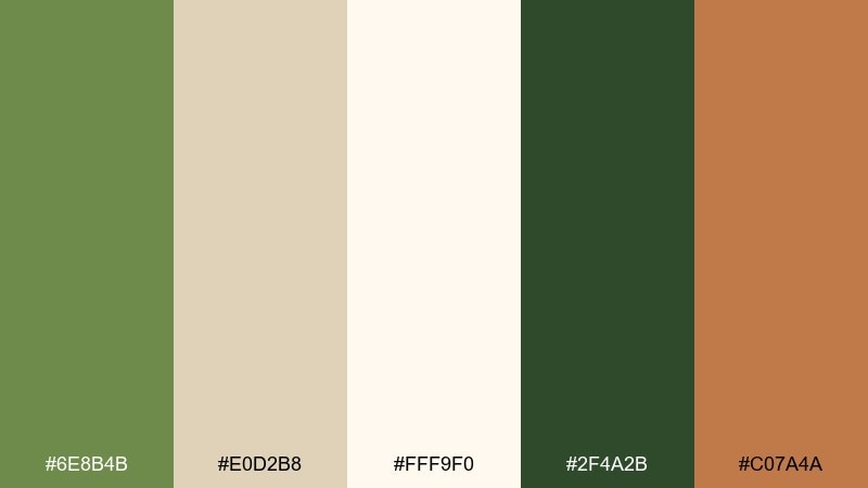 basil parchment color palette with hex codes