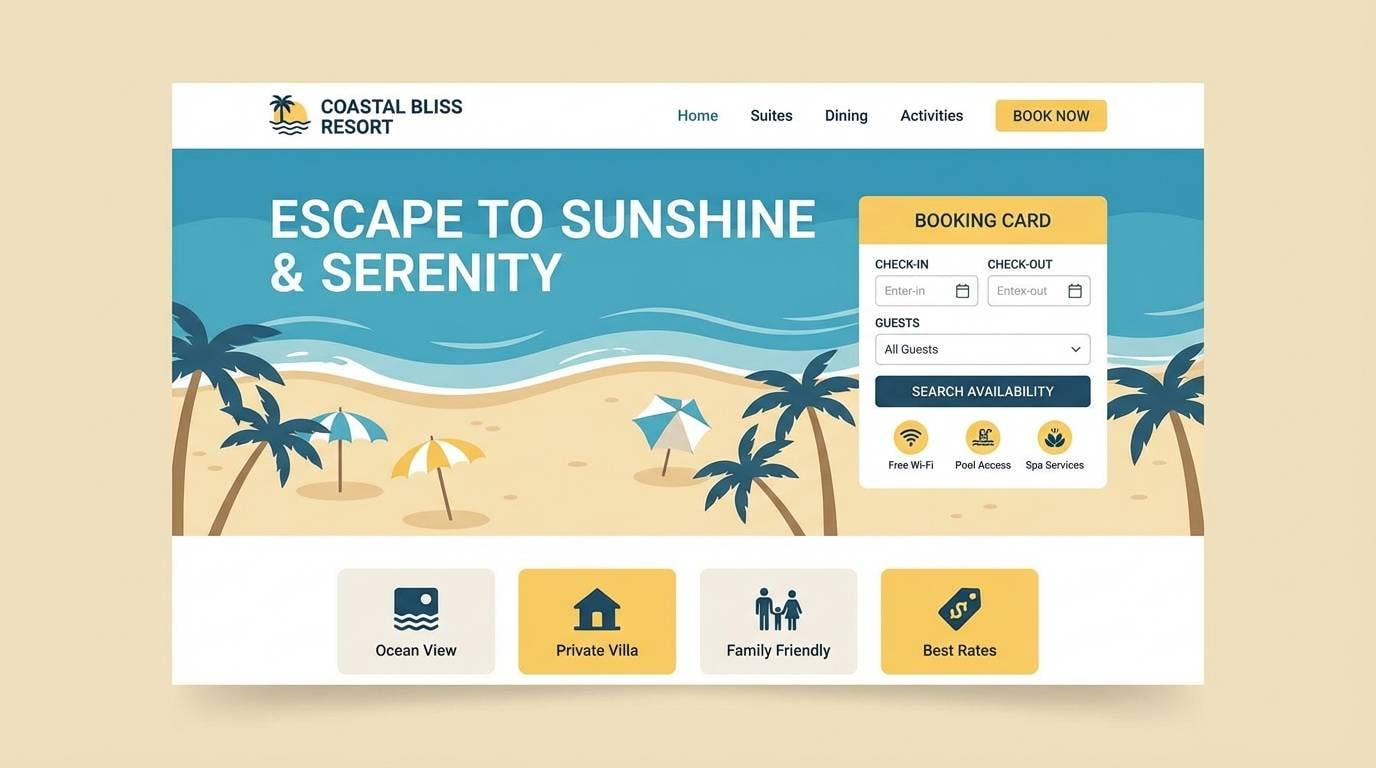 beach resort landing ui