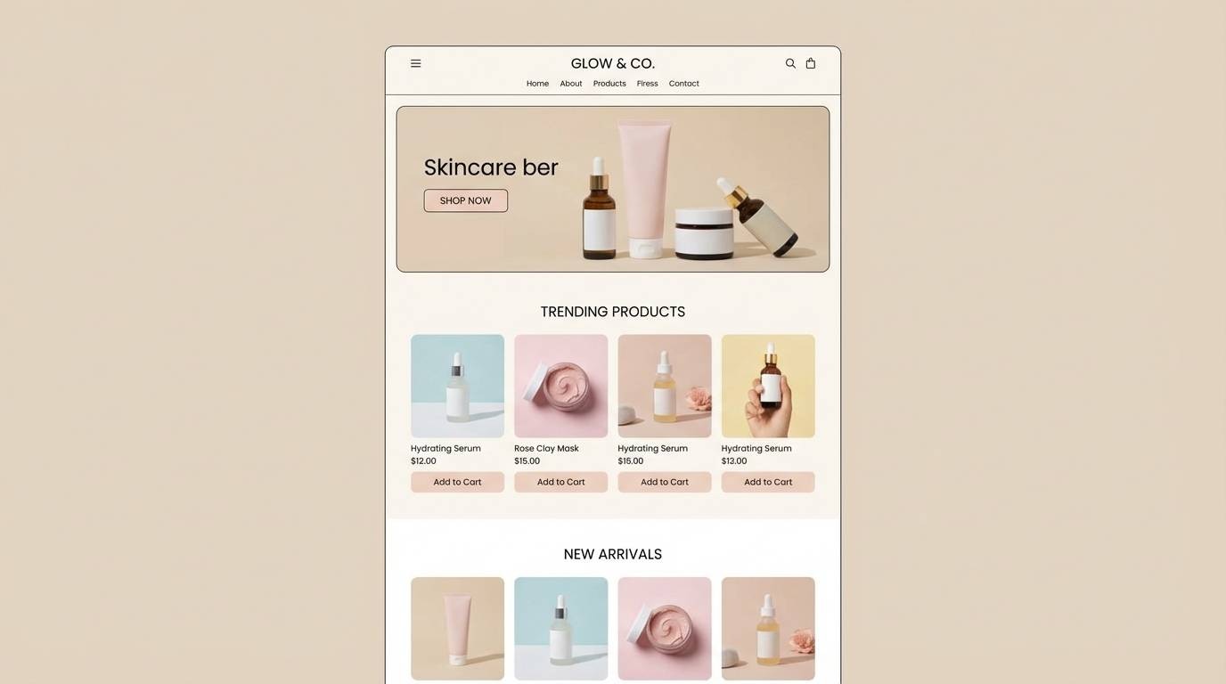 beauty ecommerce ui mockup