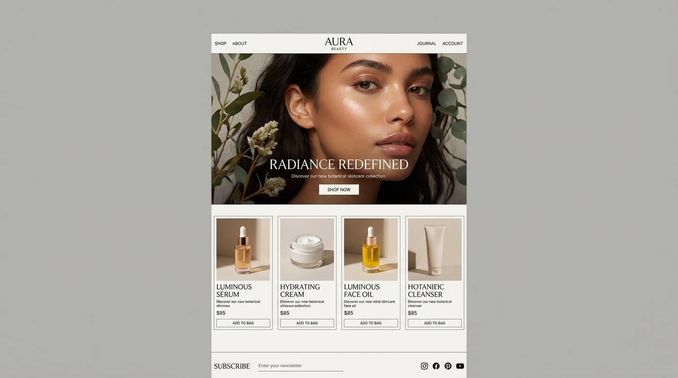 beauty landing page ui