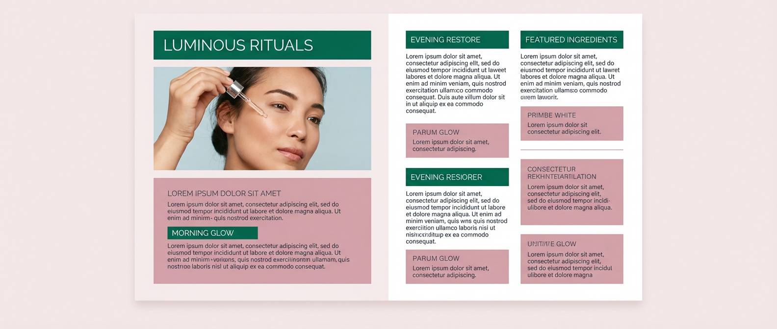 beauty lookbook spread