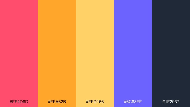 big top sunset color palette with hex codes