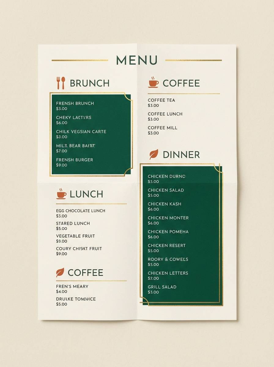 restaurant menu flyer layout