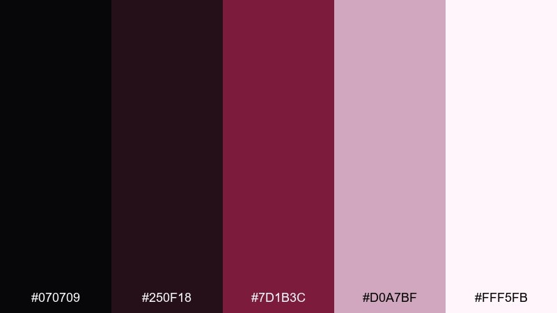 blackened berry glam color palette with hex codes