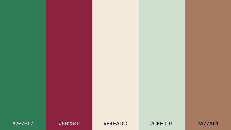 blooming burgundy color palette with hex codes