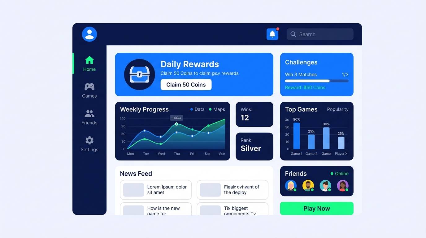 gaming dashboard ui mockup