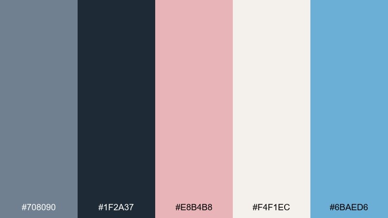 blue steel and blush color palette with hex codes